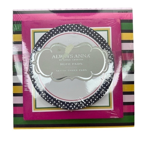 ANNA GRIFFIN Notepads Always Anna Set of 3 NWT Stationery Dots Desk Accessories - Picture 1 of 3